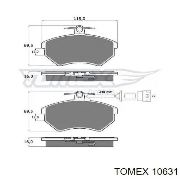 10631 Tomex колодки гальмівні передні, дискові