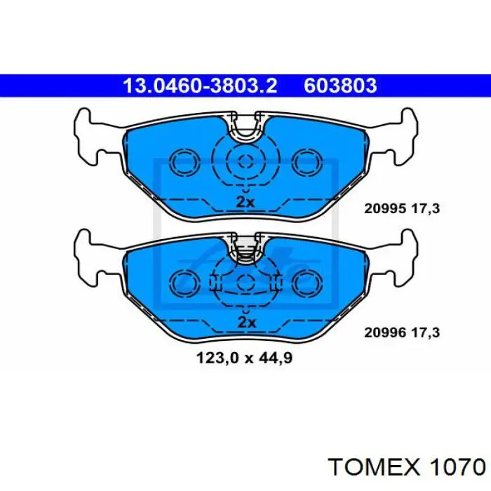 1070 Tomex колодки гальмові задні, дискові