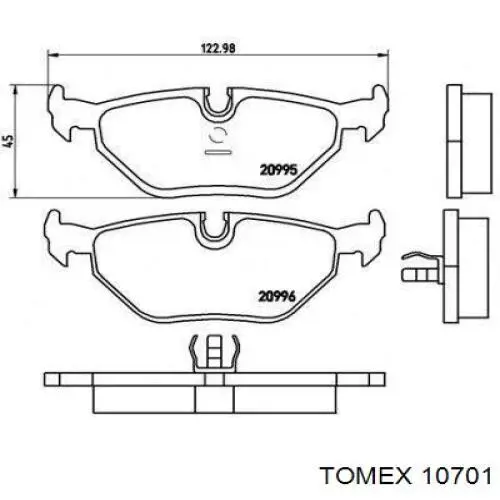 Колодки гальмові задні, дискові 10701 Tomex