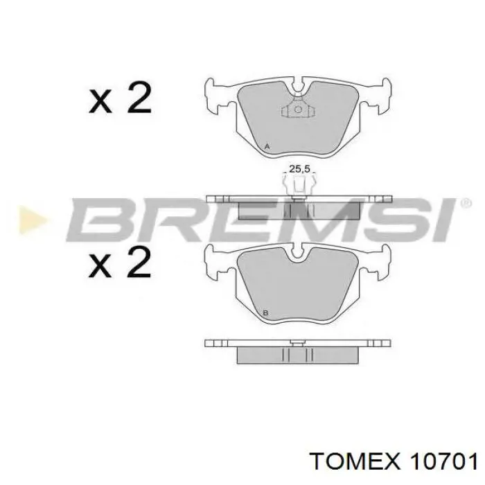 10701 Tomex Колодки гальмівні задні, дискові