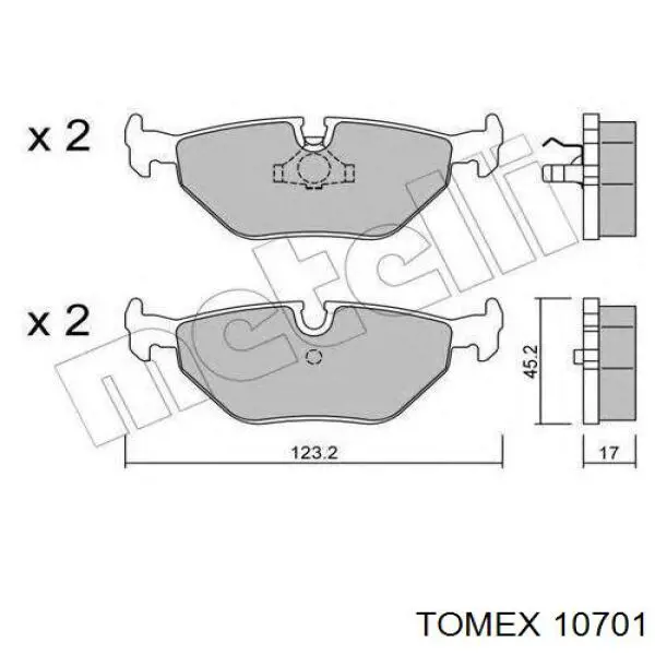 Задні гальмівні колодки Tomex 10701 ціна, від 16.49 USD