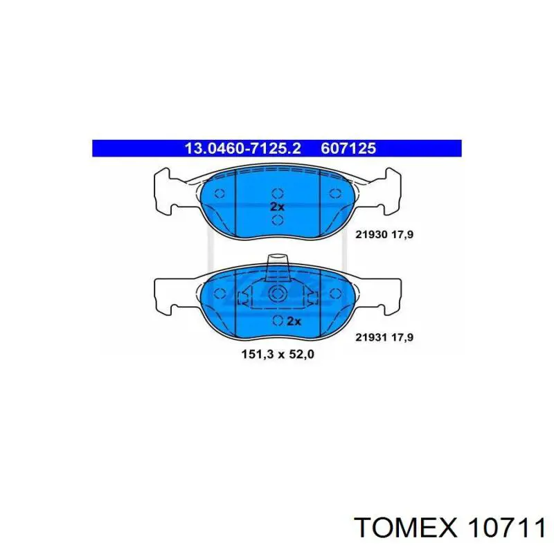 10711 Tomex колодки гальмівні передні, дискові