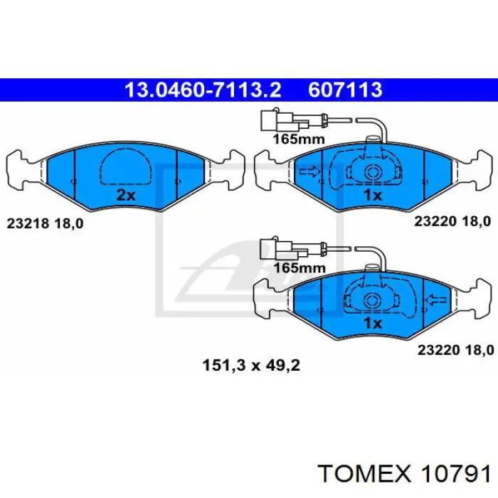 10791 Tomex колодки гальмівні передні, дискові