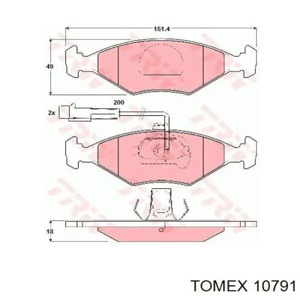 Гальмівні колодки Tomex 10791 ціна, від 22.62 USD
