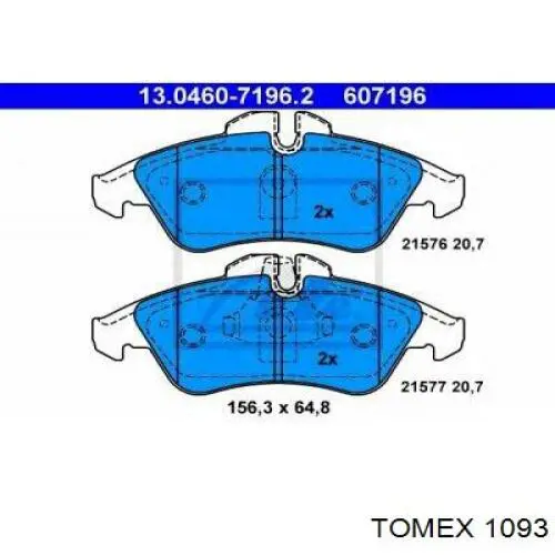 1093 Tomex Передні гальмівні колодки