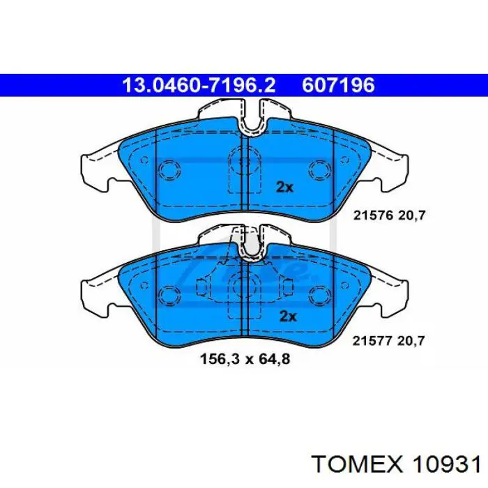 Передні тормозні колодки 10931 Tomex