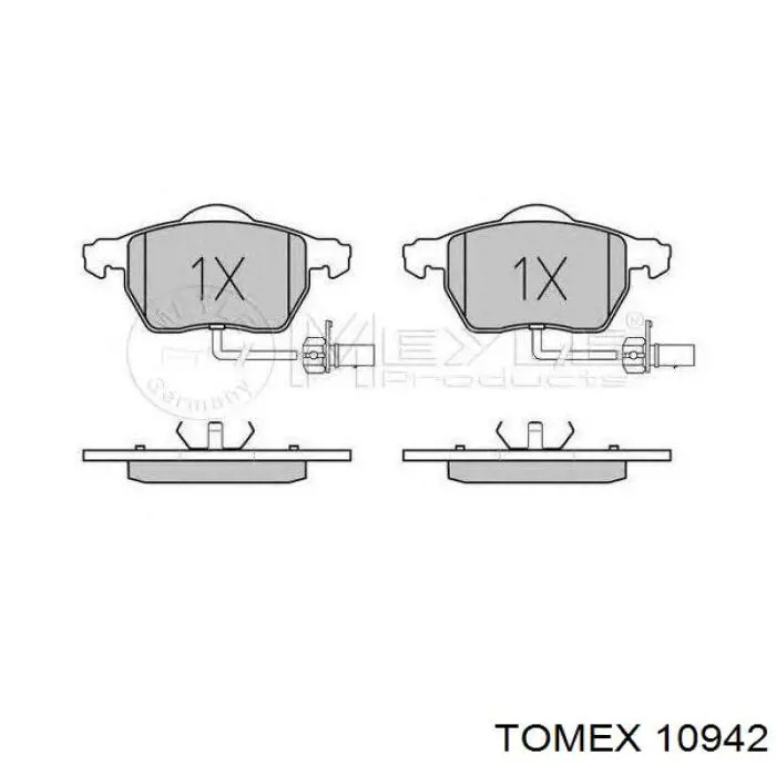 10942 Tomex Передні гальмівні колодки