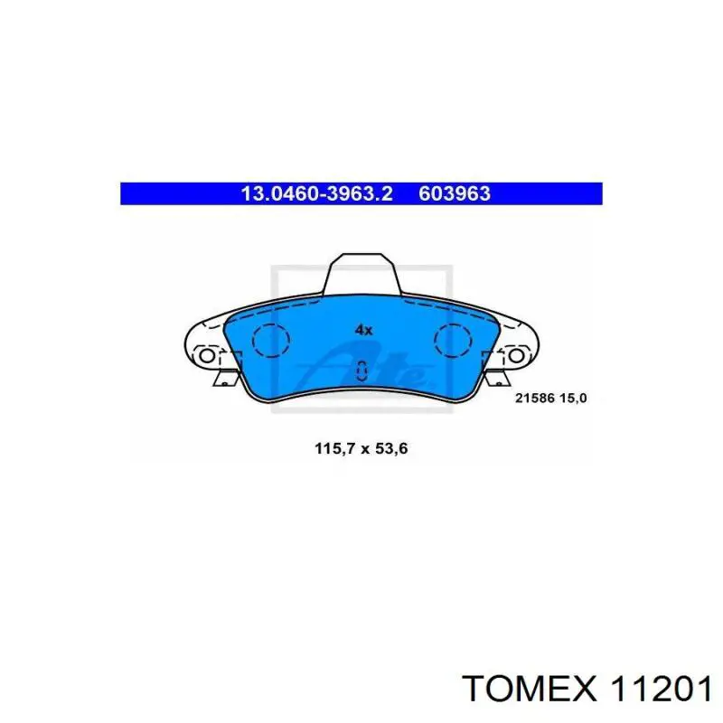 Колодки гальмові задні, дискові 11201 Tomex