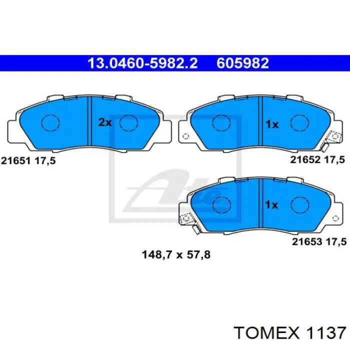 1137 Tomex Передні гальмівні колодки