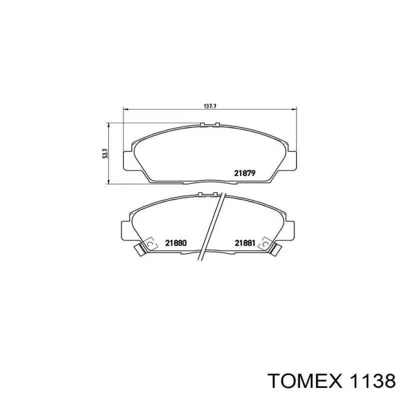 1138 Tomex Передні гальмівні колодки