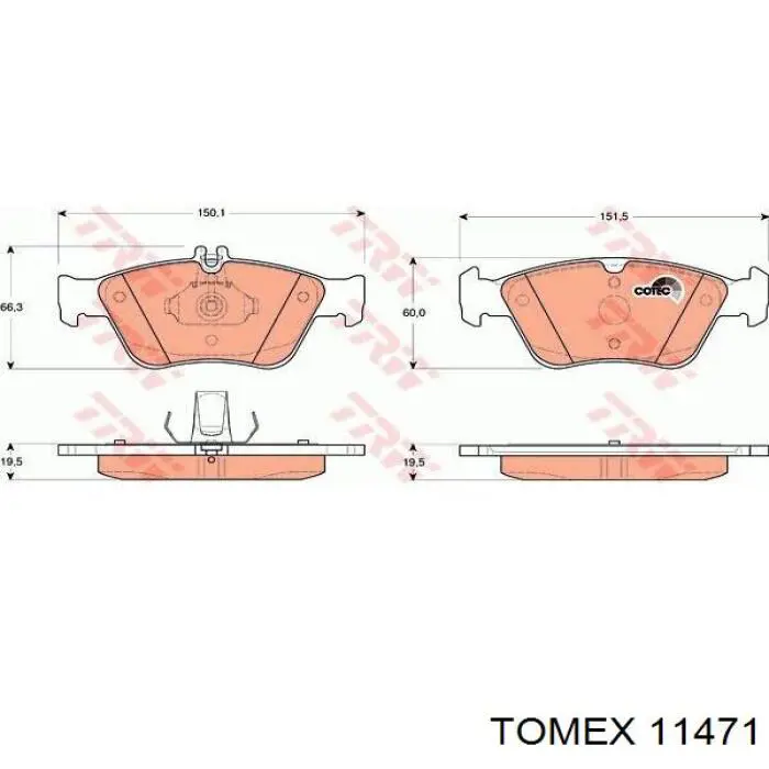 11471 Tomex Передні гальмівні колодки
