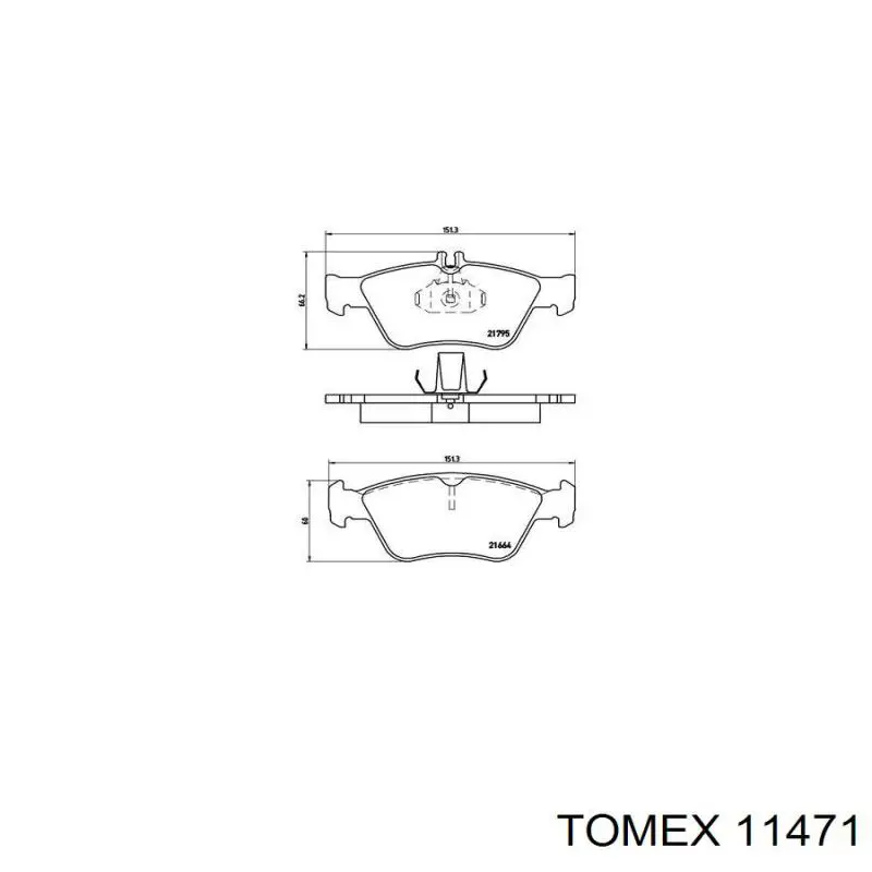 Купити 11471 Tomex Колодки гальмівні передні, дискові