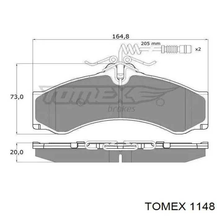Купити 1148 Tomex Колодки гальмівні передні, дискові