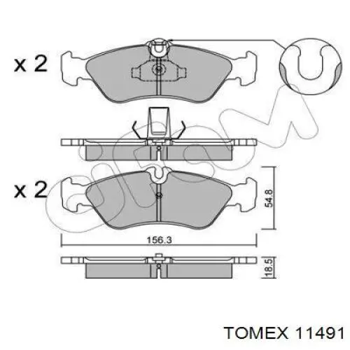 Задні гальмівні колодки 11491 Tomex