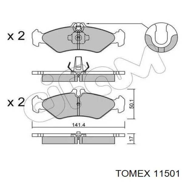 Задні гальмівні колодки 11501 Tomex