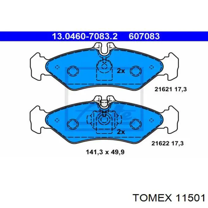11501 Tomex колодки гальмові задні, дискові