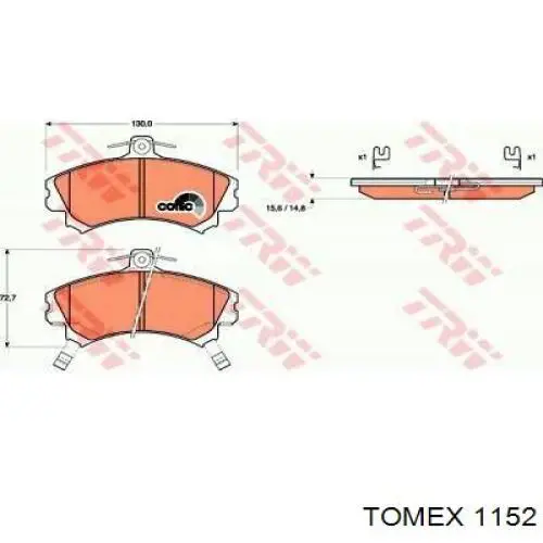 Гальмівні колодки Tomex 1152 ціна, від 19.00 USD