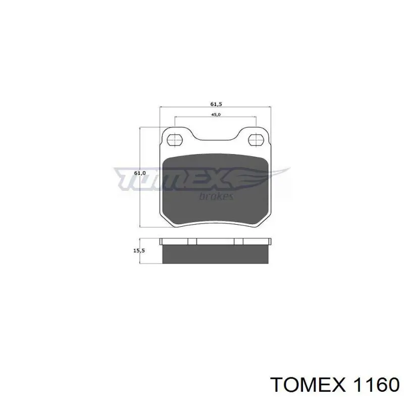 Задні гальмівні колодки 1160 Tomex