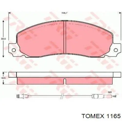 1165 Tomex колодки гальмівні передні, дискові