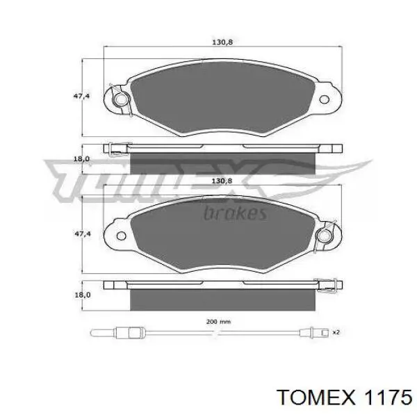 Купити 1175 Tomex Колодки гальмівні передні, дискові