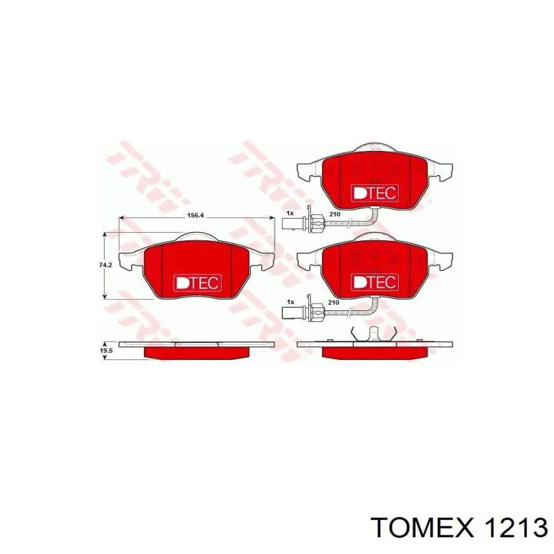 Купити 1213 Tomex Колодки гальмівні передні, дискові