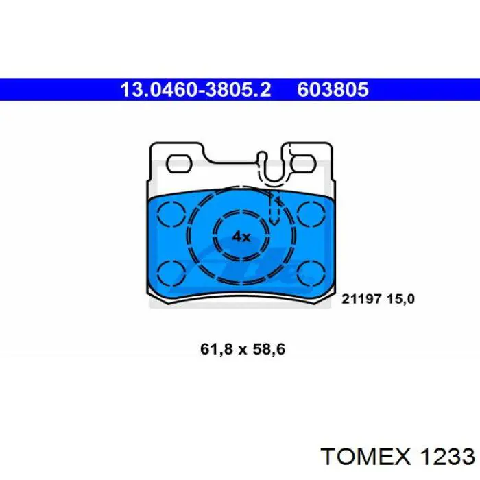 1233 Tomex колодки гальмові задні, дискові