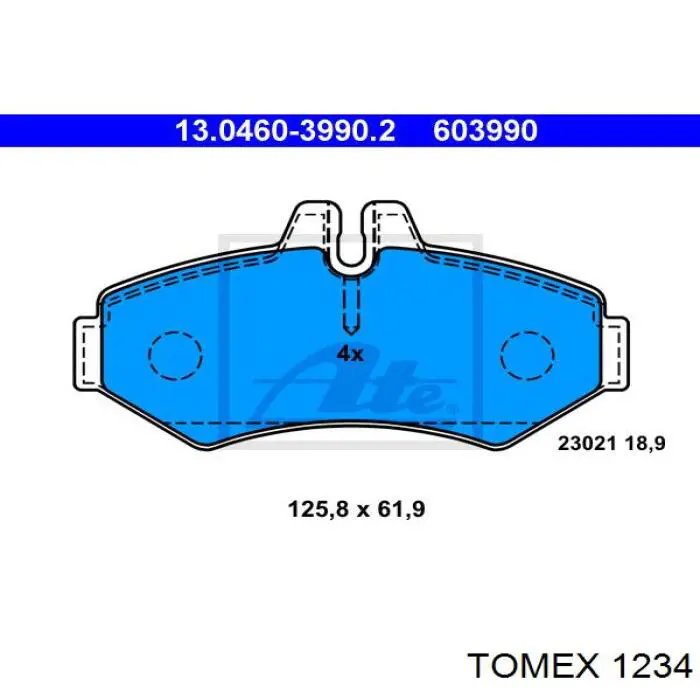 Задні гальмівні колодки Tomex 1234 ціна, від 22.80 USD