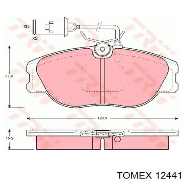 12441 Tomex колодки гальмівні передні, дискові