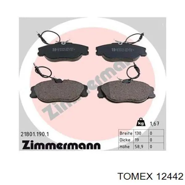 12442 Tomex Передні гальмівні колодки
