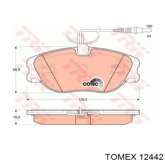 Гальмівні колодки Tomex 12442 ціна, від 16.72 USD