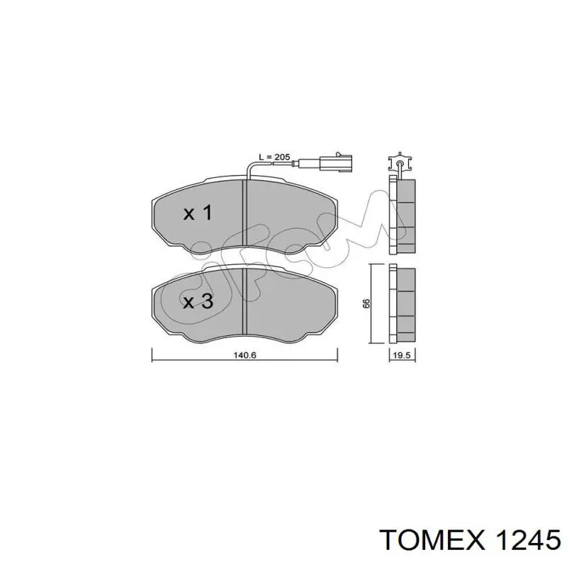 1245 Tomex колодки гальмівні передні, дискові