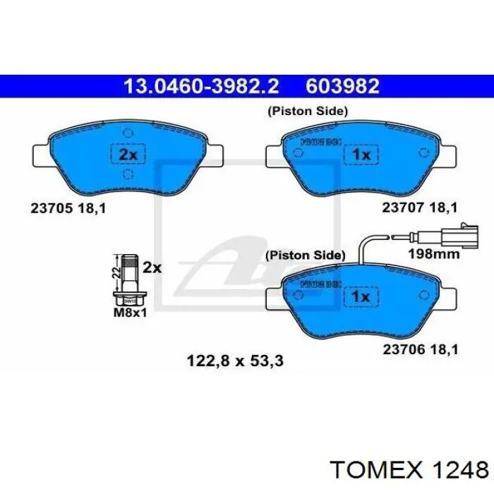 Купити 1248 Tomex Колодки гальмівні передні, дискові