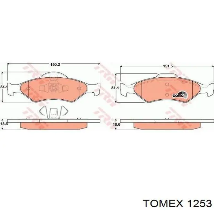 1253 Tomex колодки гальмівні передні, дискові