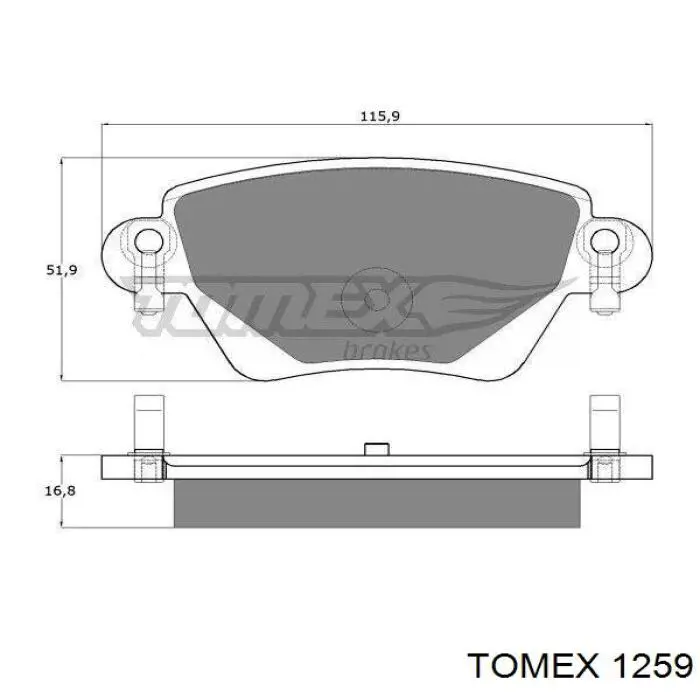 Колодки гальмові задні, дискові 1259 Tomex