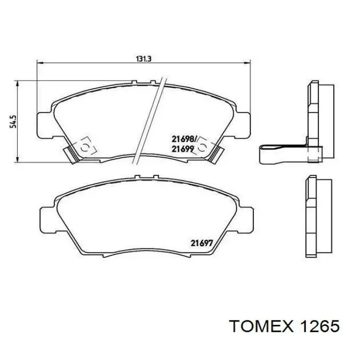 1265 Tomex колодки гальмівні передні, дискові