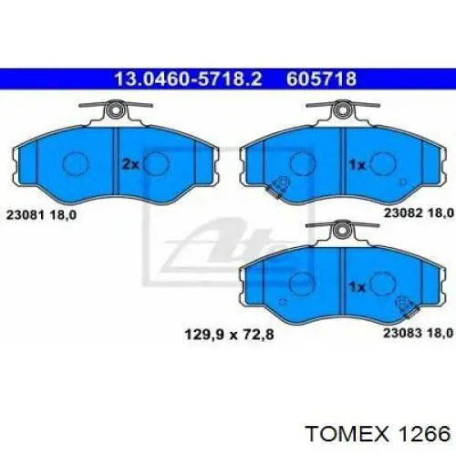 Колодки гальмівні передні, дискові 1266 Tomex