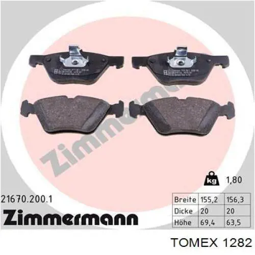 Гальмівні колодки Tomex 1282 ціна, від 20.06 USD