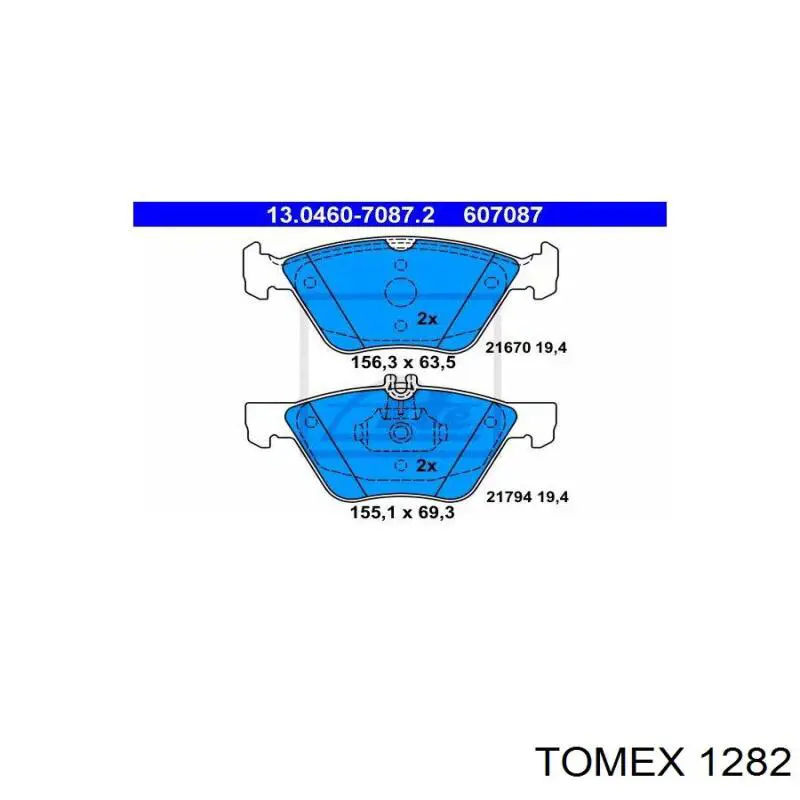 1282 Tomex Передні гальмівні колодки