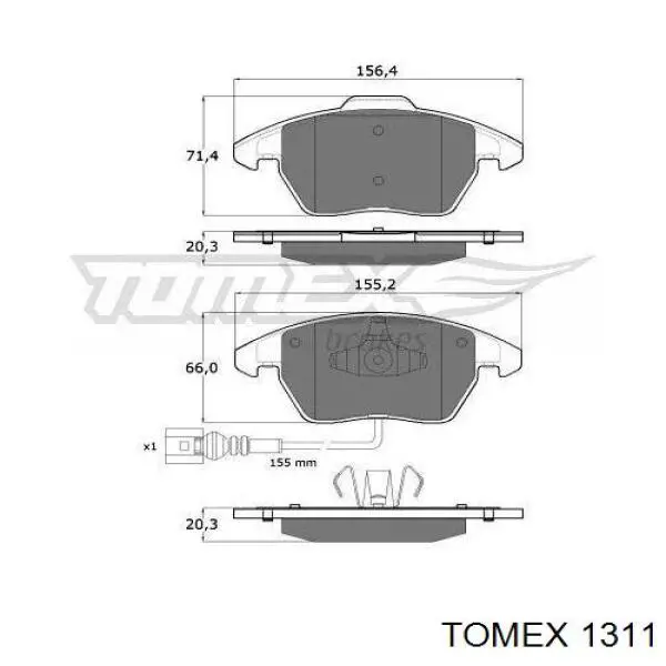Передні тормозні колодки 1311 Tomex