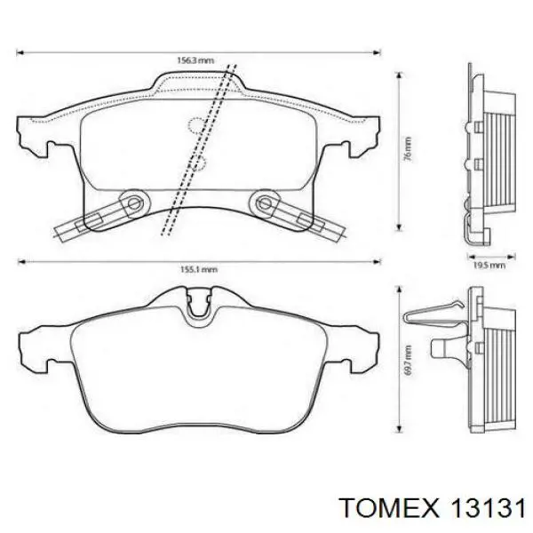 Передні тормозні колодки 13131 Tomex