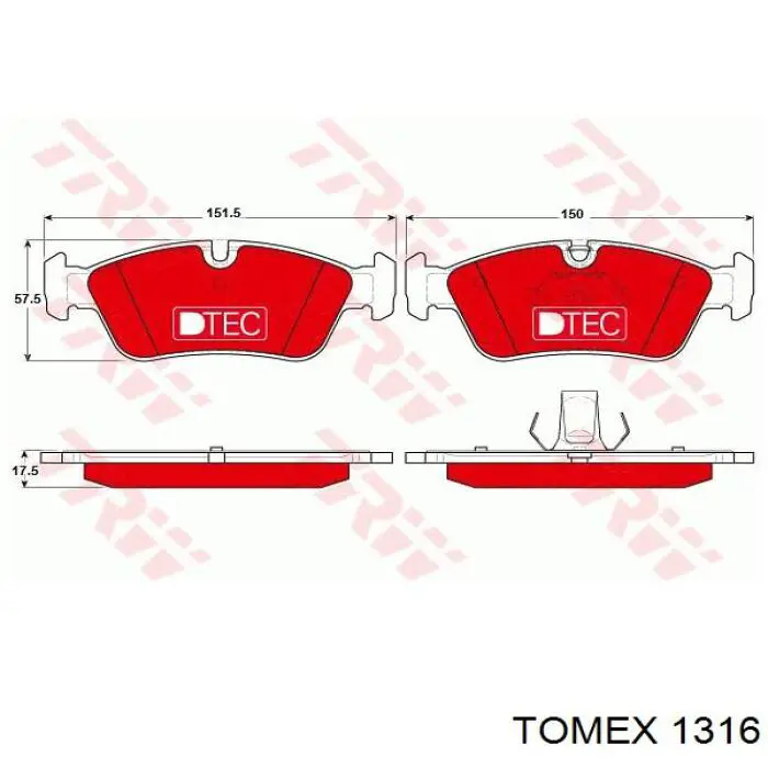 Гальмівні колодки Tomex 1316 ціна, від 20.75 USD