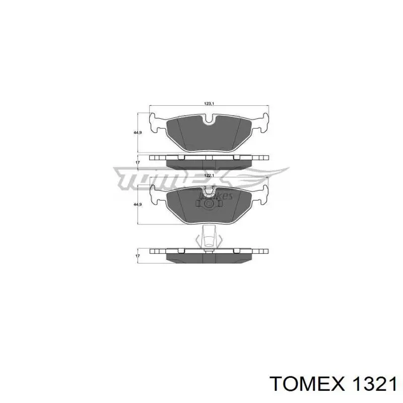 1321 Tomex колодки гальмові задні, дискові