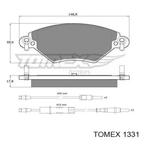 1331 Tomex колодки гальмівні передні, дискові