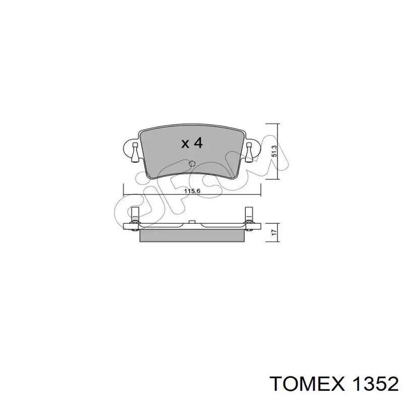 1352 Tomex Колодки гальмівні задні, дискові