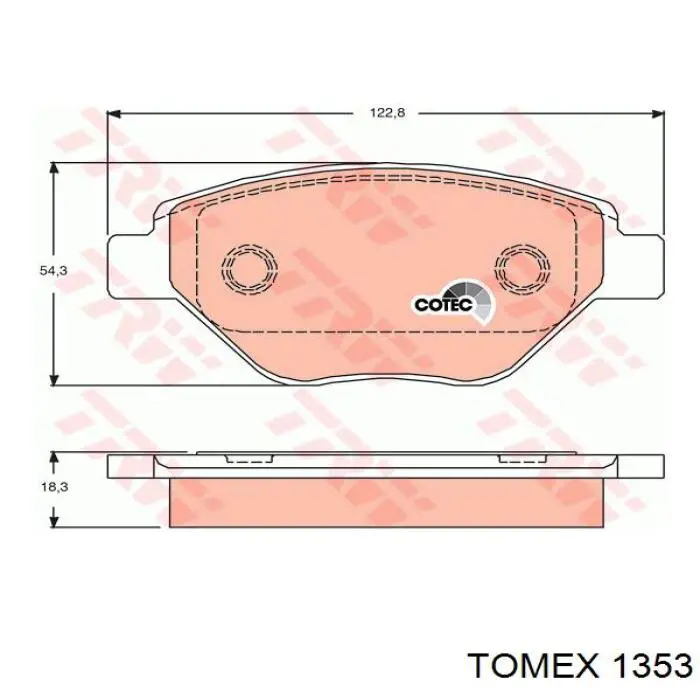 Передні тормозні колодки 1353 Tomex