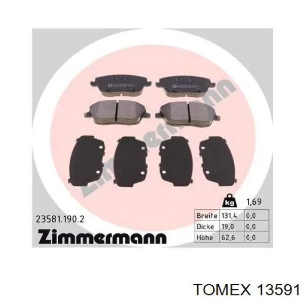Гальмівні колодки Tomex 13591 ціна, від 22.02 USD