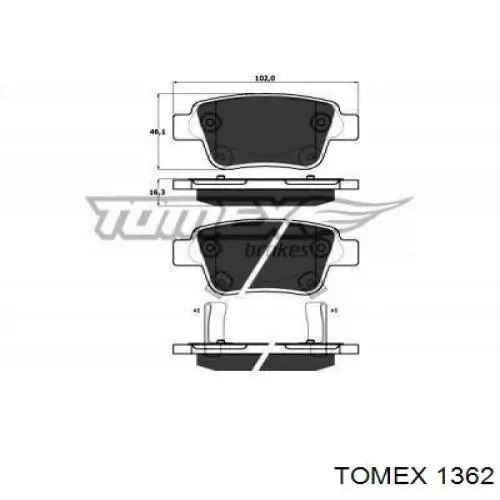 Задні гальмівні колодки 1362 Tomex