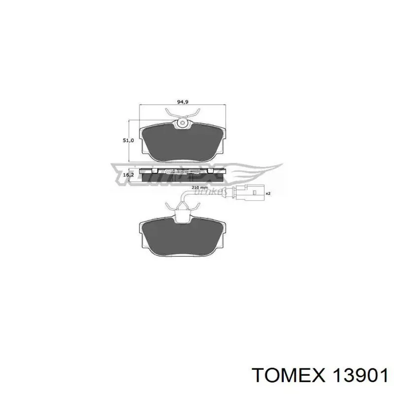 Колодки гальмові задні, дискові 13901 Tomex