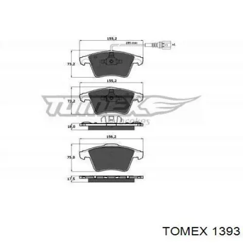 Передні тормозні колодки 1393 Tomex