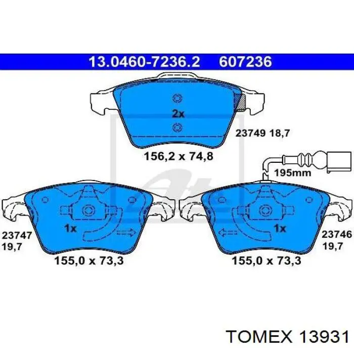 Купити 13931 Tomex Колодки гальмівні передні, дискові